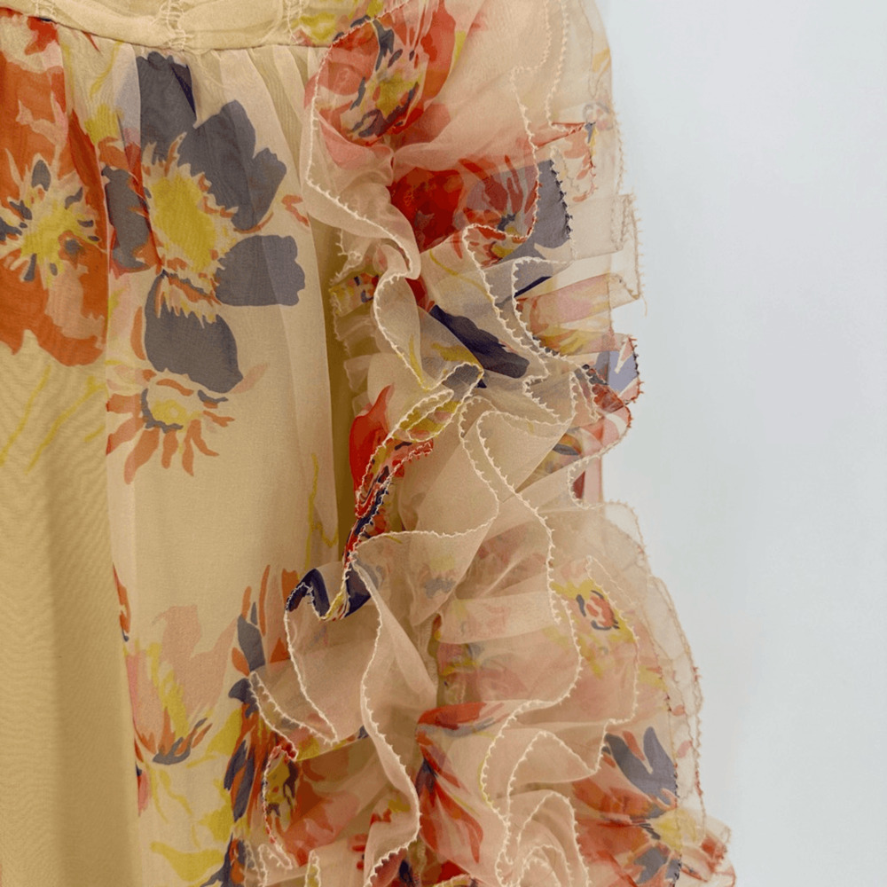 Doen Ernestine Dress RARE Sweet Gardenia Silk Organza Maxi SZ L Fairy Coquette - Picture 11 of 16